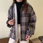 Lose Vintage Plaid Winter Dicke Jacke
